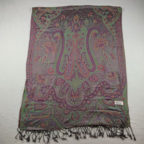Shawl Womens Large 100% Cashmere Paisley Scarf Wrap - Picture 2 of 9
